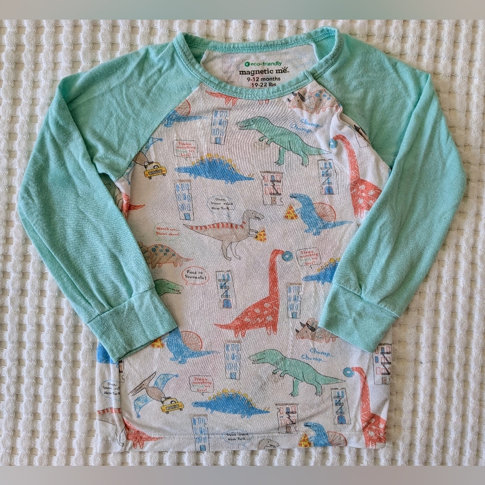 Magnetic Me Dino Adventure Long Sleeve Pajama Top Bamboo Dinosaurs Size 12M